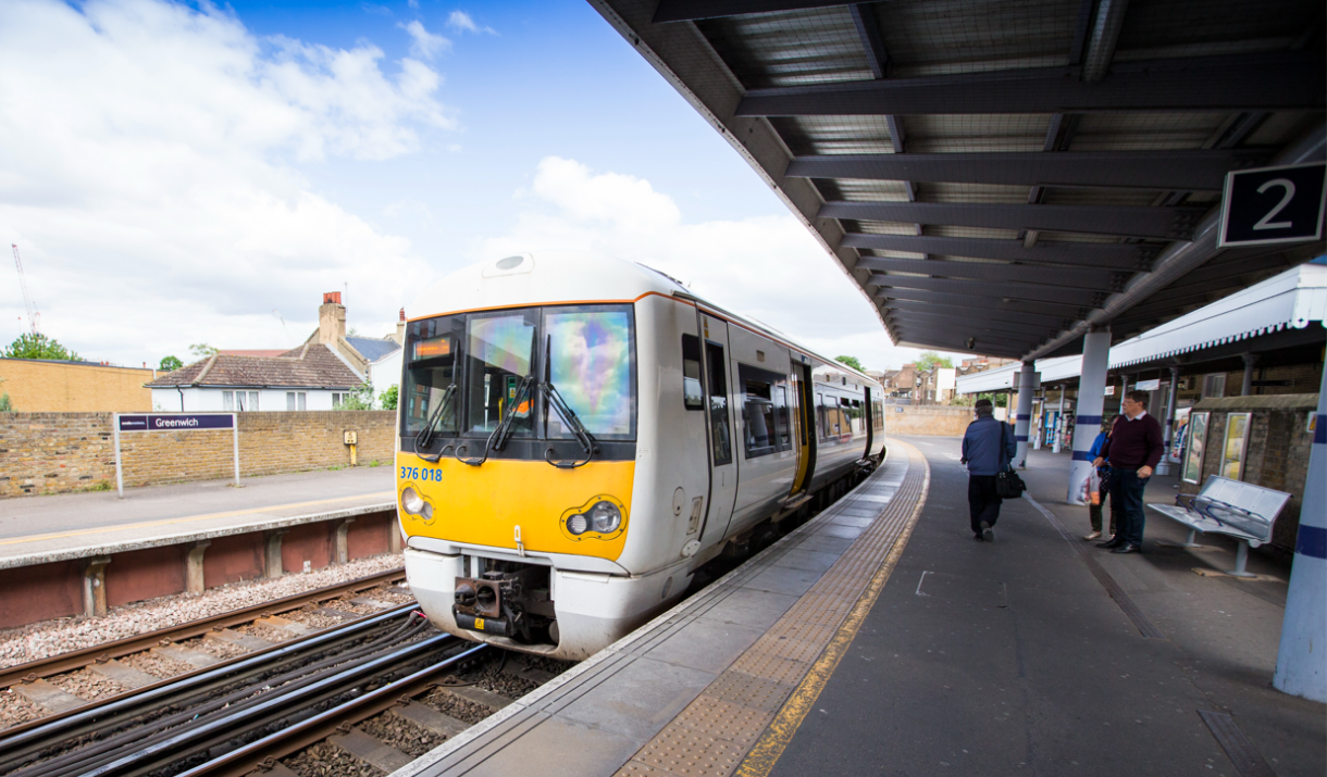 A Southeastern train at Greenwich station.